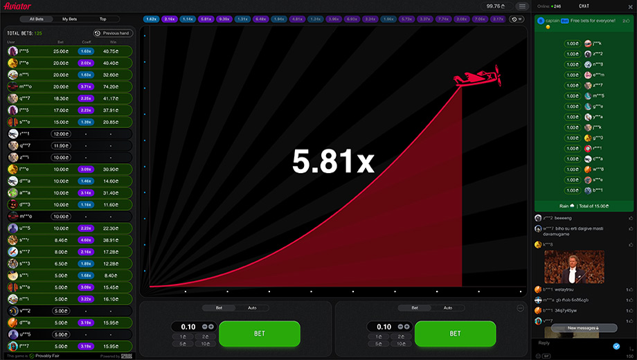Aviator crash oyunu gameplay ekran goruntusi