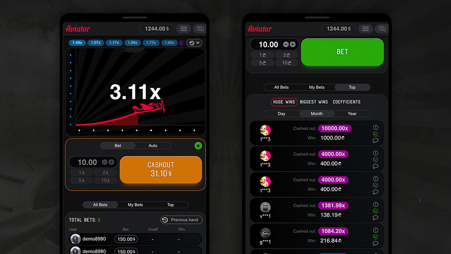 Aviator oyununda coxaldici ekrani