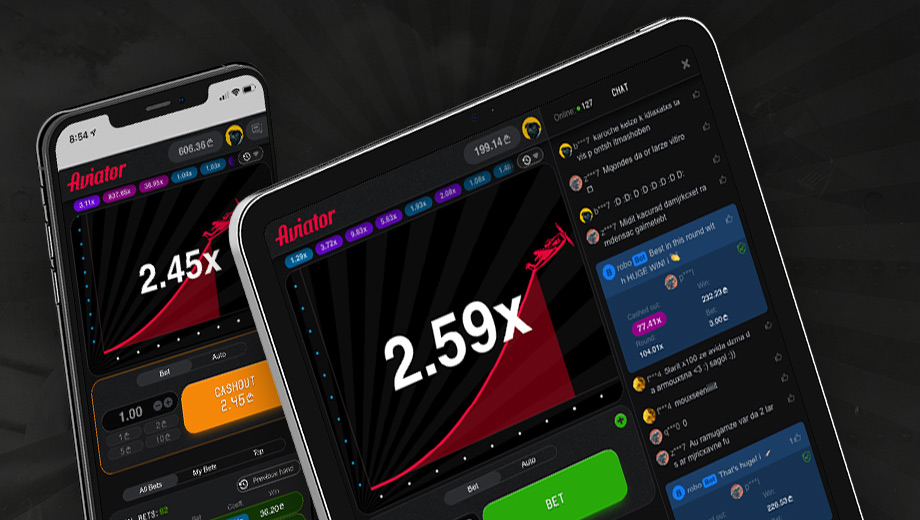 Aviator oyunu interfeysi ve merc paneli