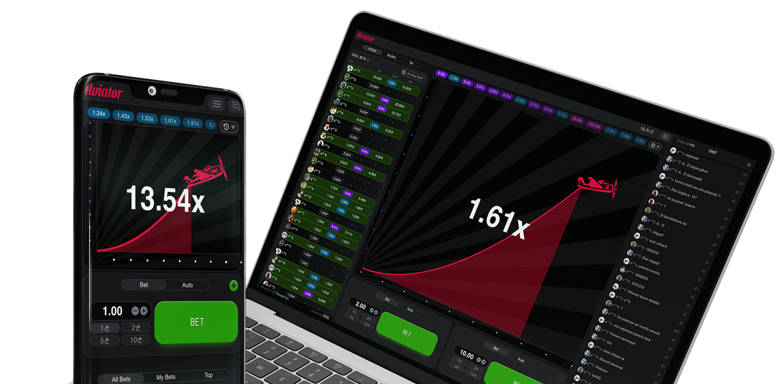 Aviator oyunu muxtelif cihazlarda